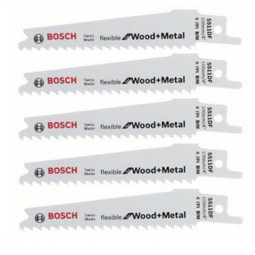 Bosch 5pcs BIM 4&#034; Flexible Sabre Saw Blades S511DF for Wood &amp; Metal Cutting