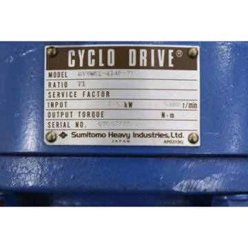 SUMITOMO origin Cyclo Drive CVVMS2-4145-71 Induction Motor TC-F 15KW Ratio 71:1