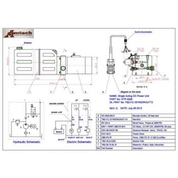 3206C Dump Trailer Hydraulic Power Unit,12V Single Acting,6L Metal Tank, OEM