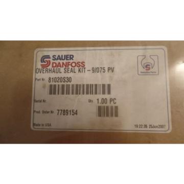 GENUINE SAUER DANFOSS 81020S30 OVERHAUL CENTRIFUGAL PUMP SEAL KIT, 9/075 PV, NOS