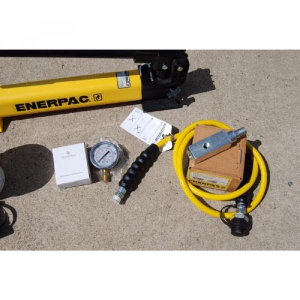 ENERPAC P-392 HYDRAULIC PUMP RCH-302 CYLINDER HC7206 HOSE GA3 BLOCK &amp; GAUGE NEW #6 image