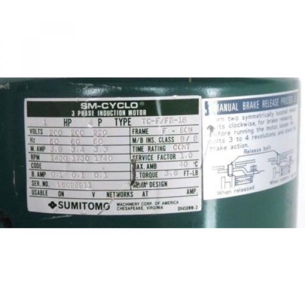 SM-CYCLO TC-F/FB-1B 3-PHASE INDUCTION MOTOR SUMITOMO SM-HYPONIC RMH1-A40L #4 image