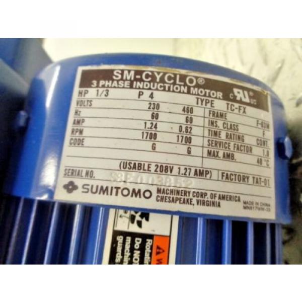 SUMITOMO SM-CYCLO TC-FX CNVM03-6075YA25 1/3HP 3PH 1700RPM #2 image